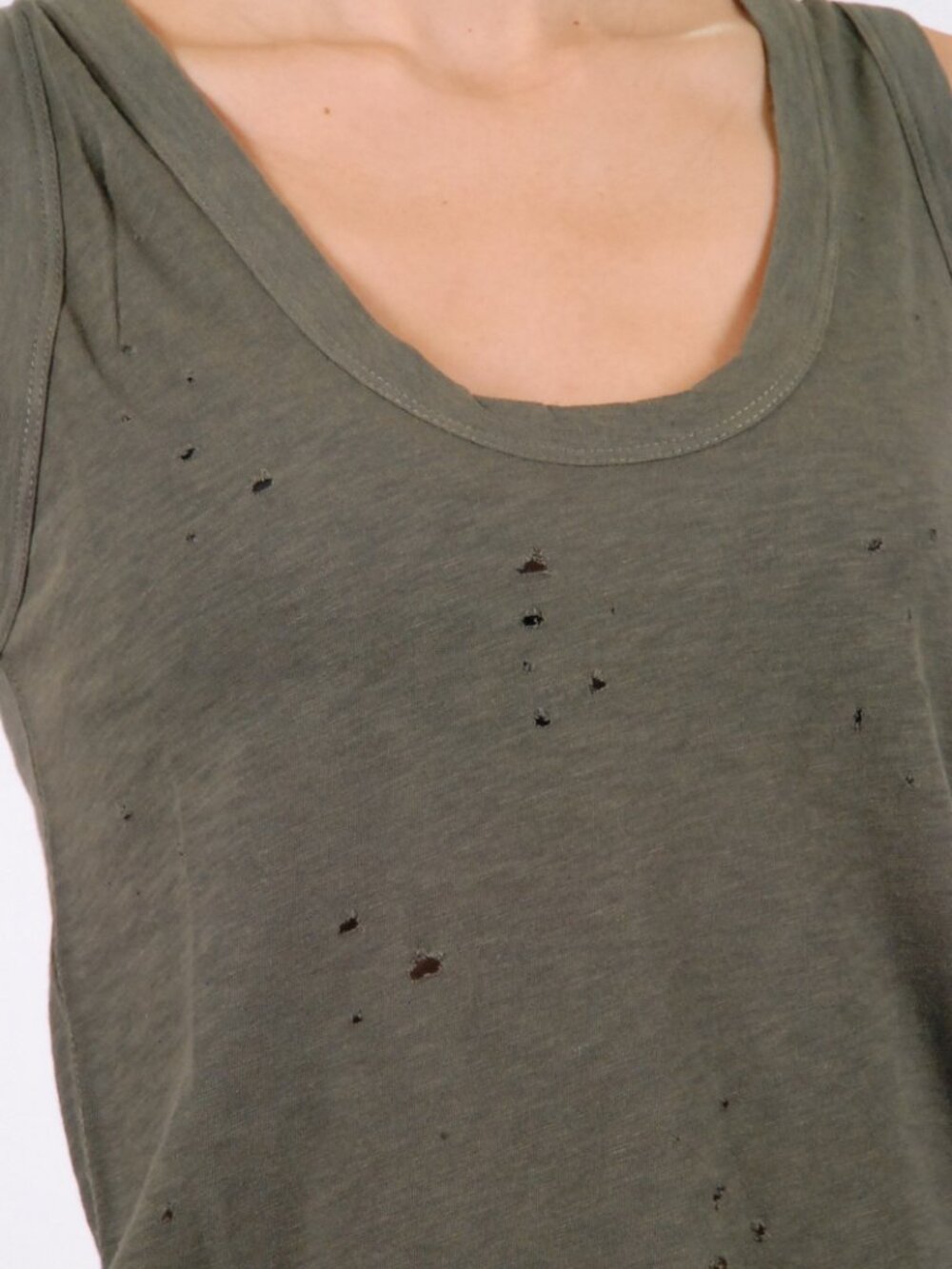 Zadig & Voltaire Deep Holes Tank in Khaki, Size XS